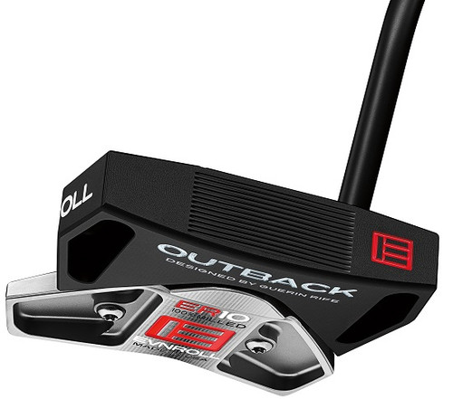 Evnroll ER10 Silver Outback Mallet Putter – polished silver mallet golf putter with precision-milled face on green